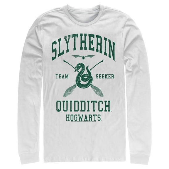 Men's Harry Potter Slytherin Quidditch Team Seeker  Long Sleeve Shirt White Small