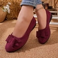 thumbnail image 4 of Wensltd Women Round Toe Wedge Heel Shoes Solid Color Closed Toe Loafers Work Office Walking Shoes Wine, 4 of 8