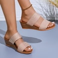 thumbnail image 2 of Mepaouo Womens Wedge Sandals Arch Support Platform Slides Two Strap Slip on Footbed Slippers Shoes, 2 of 7
