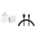 thumbnail image 1 of 18W Dual-Port Wall Charger for Samsung Galaxy A51 5G (High Powered Fast Charging USB-C Power Delivery/USB-A Quick Charge 3.0) and USB Type-C Cable (6 Feet), 1 of 9
