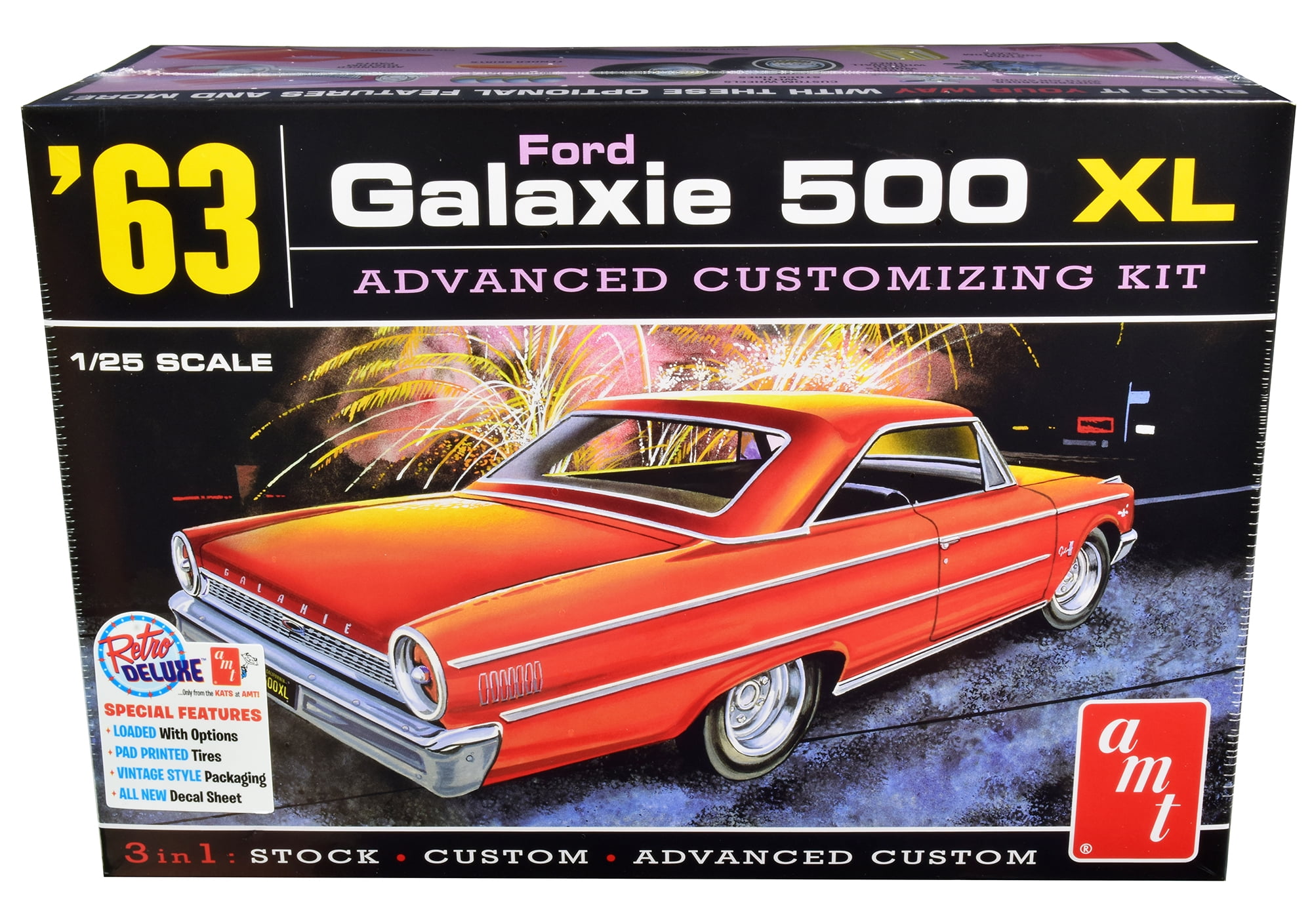 Skill 2 Model Kit 1963 Ford Galaxie 500 XL 3in1 Kit 1/25 Scale Model