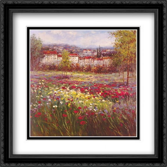 Tuscan Pleasures II 2x Matted 28x28 Large Black Ornate Framed Art Print by Peter Hulsey