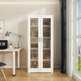 thumbnail image 3 of Polup 71'' H White Modern Metal Display Cabinet with Glass Doors and Shelves China Cabinet, 3 of 8