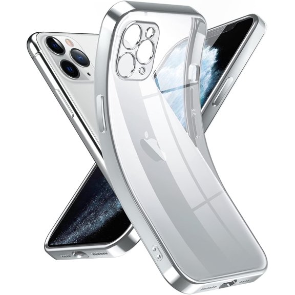 Crystal Clear Case for iPhone 11 Pro Max, [Not Yellowing] [Camera Protection] [Military Grade Drop Tested] Transparent Shockproof Protective Phone Case Soft Silicone Slim Cover, 6.5", Silver