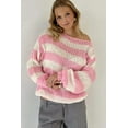 thumbnail image 4 of Contrast Striped Boat Neck Long Sleeve Sweater, 4 of 11