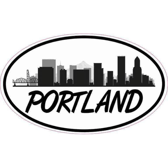 5in x 3in Large Letters Oval Portland Skyline Sticker
