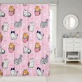 thumbnail image 2 of Manfei Cute Cartoon Kitten Shower Curtain 72Wx72L, Lovely Cat Paw Bathroom Curtain, Pink White, 2 of 5