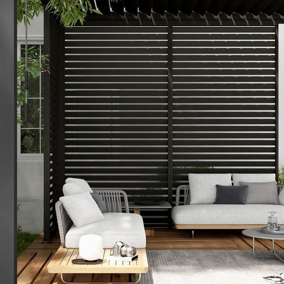 Mirador 10'x 10' 111S Outdoor Pergola Accessories-Aluminum Fixed Shutter Wall, Charcoal
