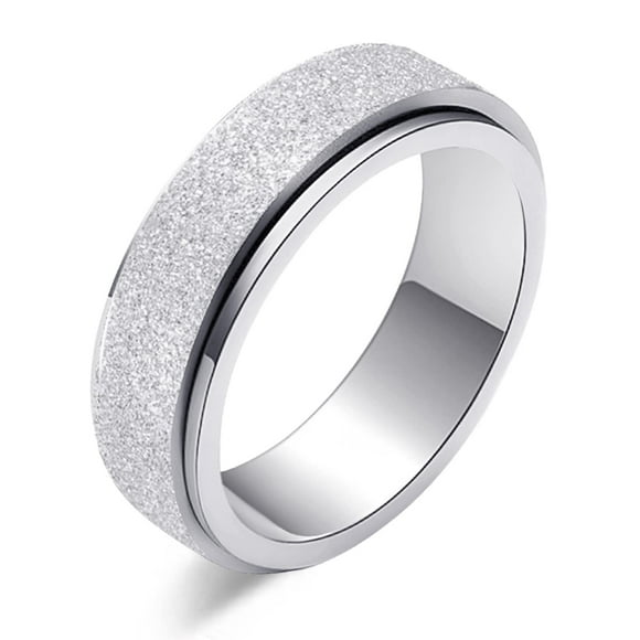 Bague Anti-Stress Argentée pour Femmes 6MM / Bague Rotative en Acier Inoxydable Cadeau pour Sa Fille Petite Amie, Anniversaire & Noël, Bijou de Soulagement du Stress Taille 12