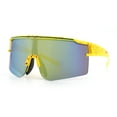 thumbnail image 5 of Color Mirror Lens Oversized Half Rim Sport Rectangle Monoblock Shield Plastic Sunglasses Yellow - Teal Mirror, 5 of 8