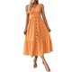 thumbnail image 1 of Vestido Vestido ceñido al cuerpo para mujer Traje de vacaciones de color sólido con botones y dobladillo con volantes sin espalda Ygjytge Naranja T M para Mujer, 1 of 8