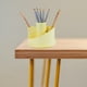 thumbnail image 3 of Organizador de escritorio con compartimentos para tarjetas, bolígrafos y lápices, colección de suministros de oficina Amarillo, 3 of 9
