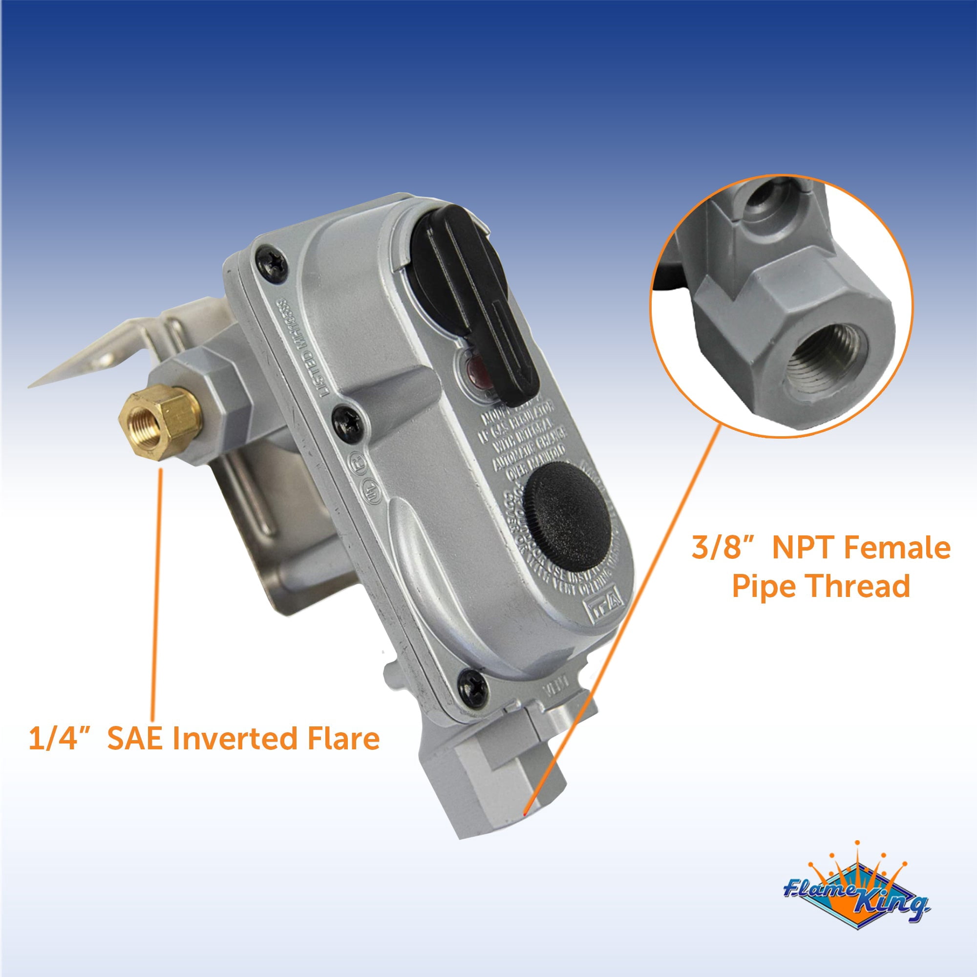 Flame King KT15ACR6 Two-Stage Auto Changeover LP Propane Gas Regulator with 15-inch Pigtails for RVs, Vans, and Trailers