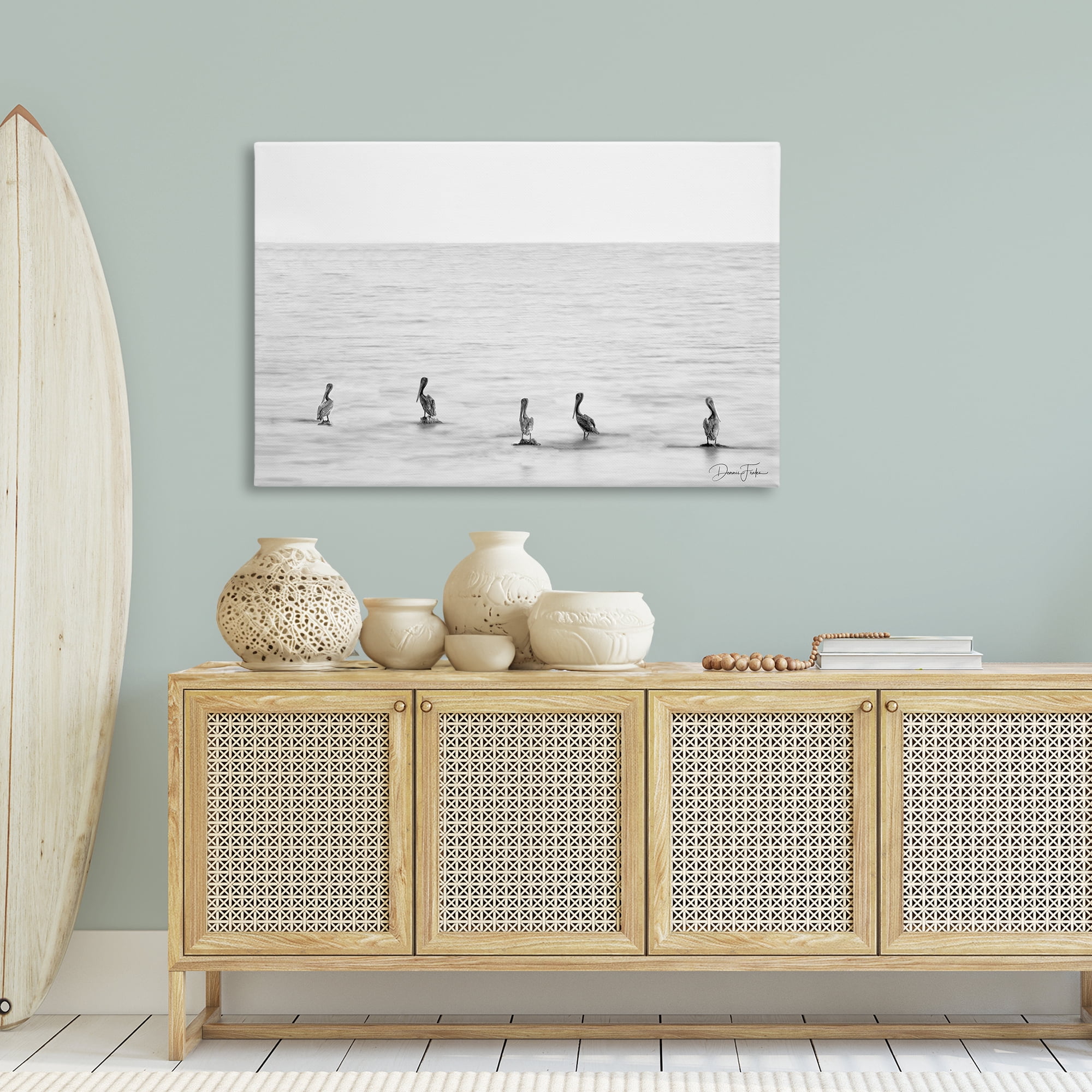 Stupell Industries Pelicans on Shore Landscape Photography Gallery Wrapped Canvas Art Print Wall Art, 45 x 30