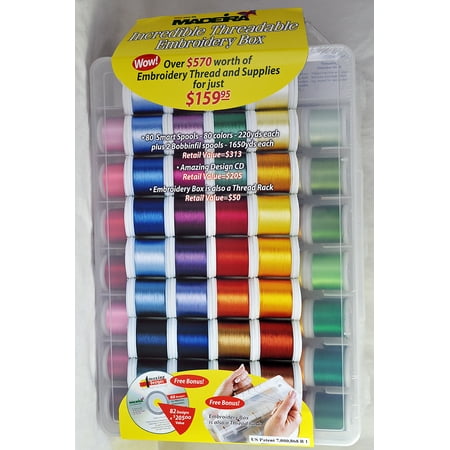 - Madeira Incredible Threadable Embroidery Box 80 Rayon Smart Spools 20928082