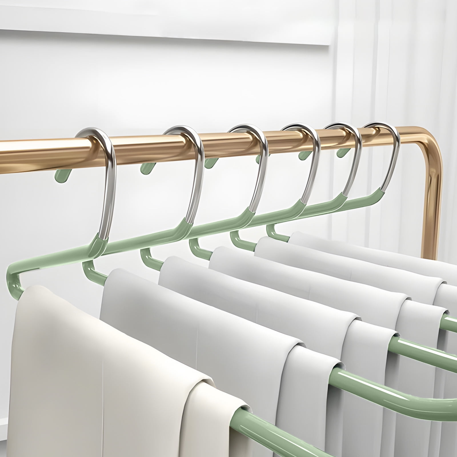 Open Ended Pants Hangers, Heavy Duty Non Slip for Closet, Space Saving Trouser Hangers, Non Marking Contoured Hangers, Metal Pant Hanger for Jeans, Trouser, Leggings, Slacks, Underwear