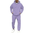 thumbnail image 2 of Hearthz Mens Track Suits 2 Piece Set Winter Fleece Hoodies and Cargo Sweatpants Set Drawstring Elastic Waisted Straight Leg Sweatsuit Outfits with Pocket, 2 of 7