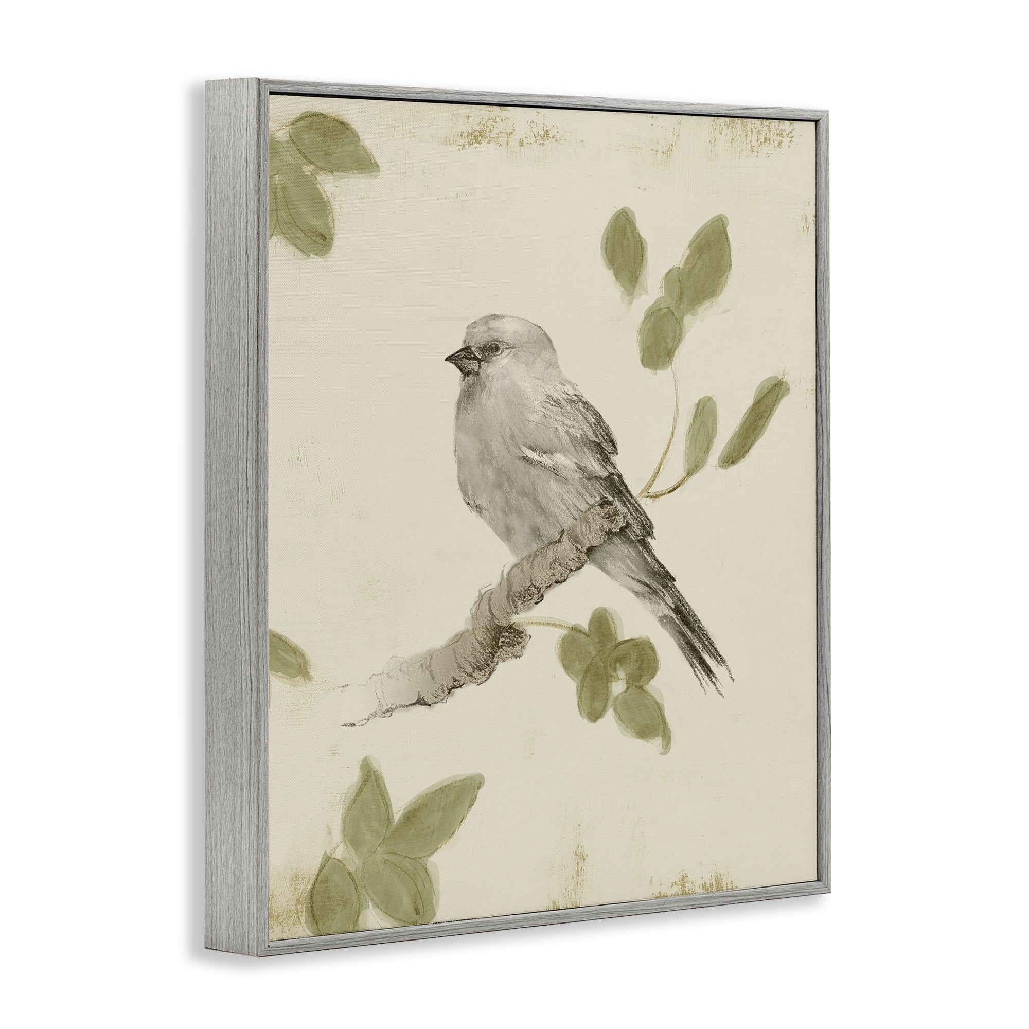 Stupell Industries Bird Scene on Neutral Gray Framed Giclee Art, design by Lanie Loreth