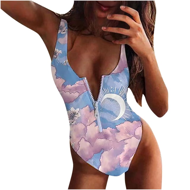 DPTALR Bikini Femme Imprimé Maillot de Bain une Pièce Ensemble de Plage