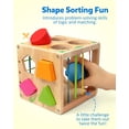 thumbnail image 3 of Montessori Toy Coogam con forma de cubo clasificador de madera, topo, 3 of 7