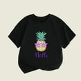 thumbnail image 2 of EnJoCho Children's Holiday Tops Little Children and Big Kids Hello Pineapple Cartoon Print Boys and Girls Tops Short Sleeved T Shirts 1 to 8 Years Casual Trendy Tee Tops, 2 of 6