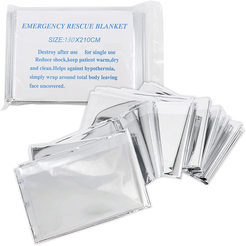 Sivheart Emergency Foil Mylar Thermal Blanket (Pack of 4), 84 x 52 inch,  Waterproof Blankets for Camping Survival - Silver - Walmart.com