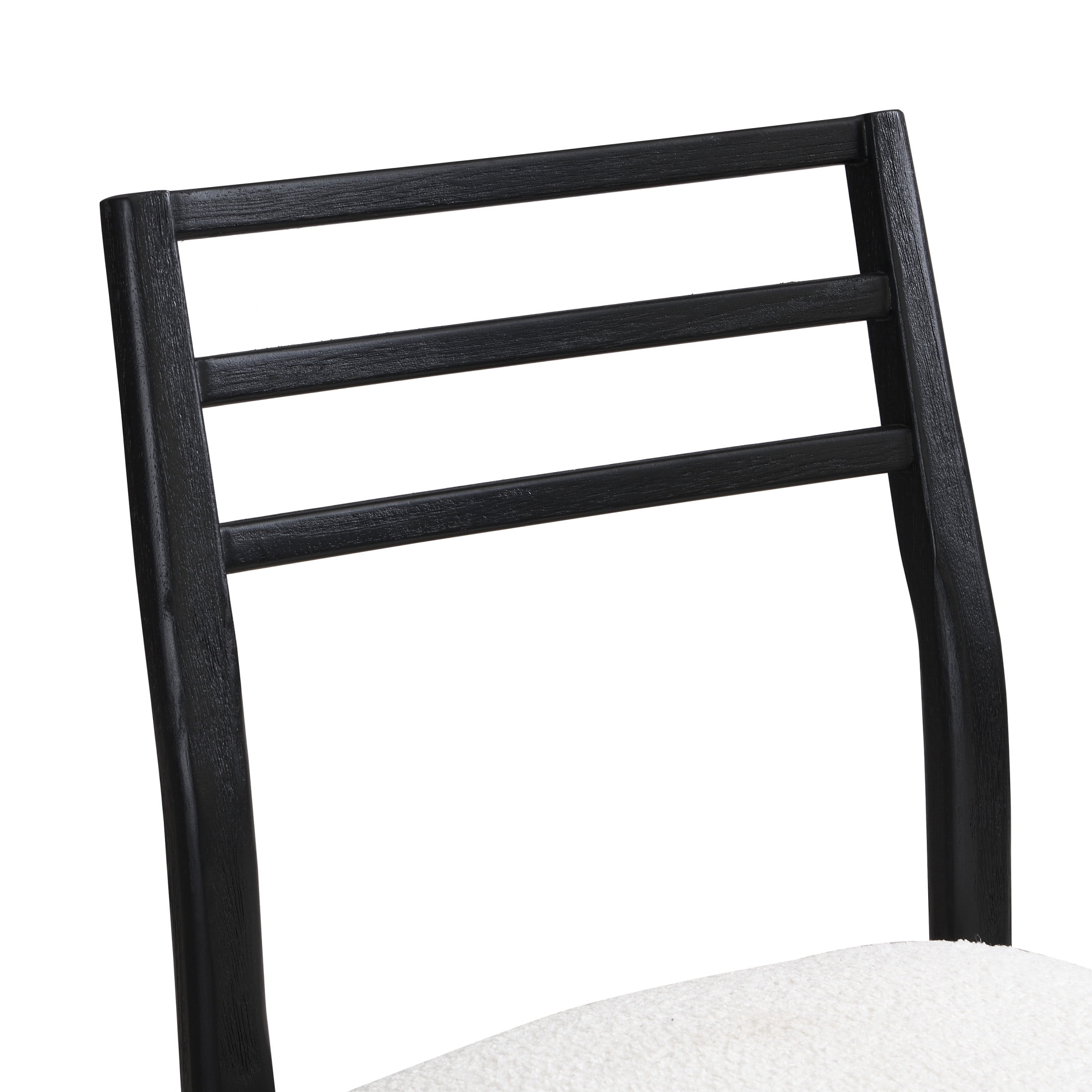 Farmhouse Upholstered Dining Chairs with Rubberwood Frame, Beige and Black - Set of 2