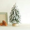 thumbnail image 6 of Miniature Christmas Tree Figurine Artificial Norfolk Green/Snow Flocked Pine Needle Xmas Tree with Wooden Base for Indoor Decor, 6 of 8