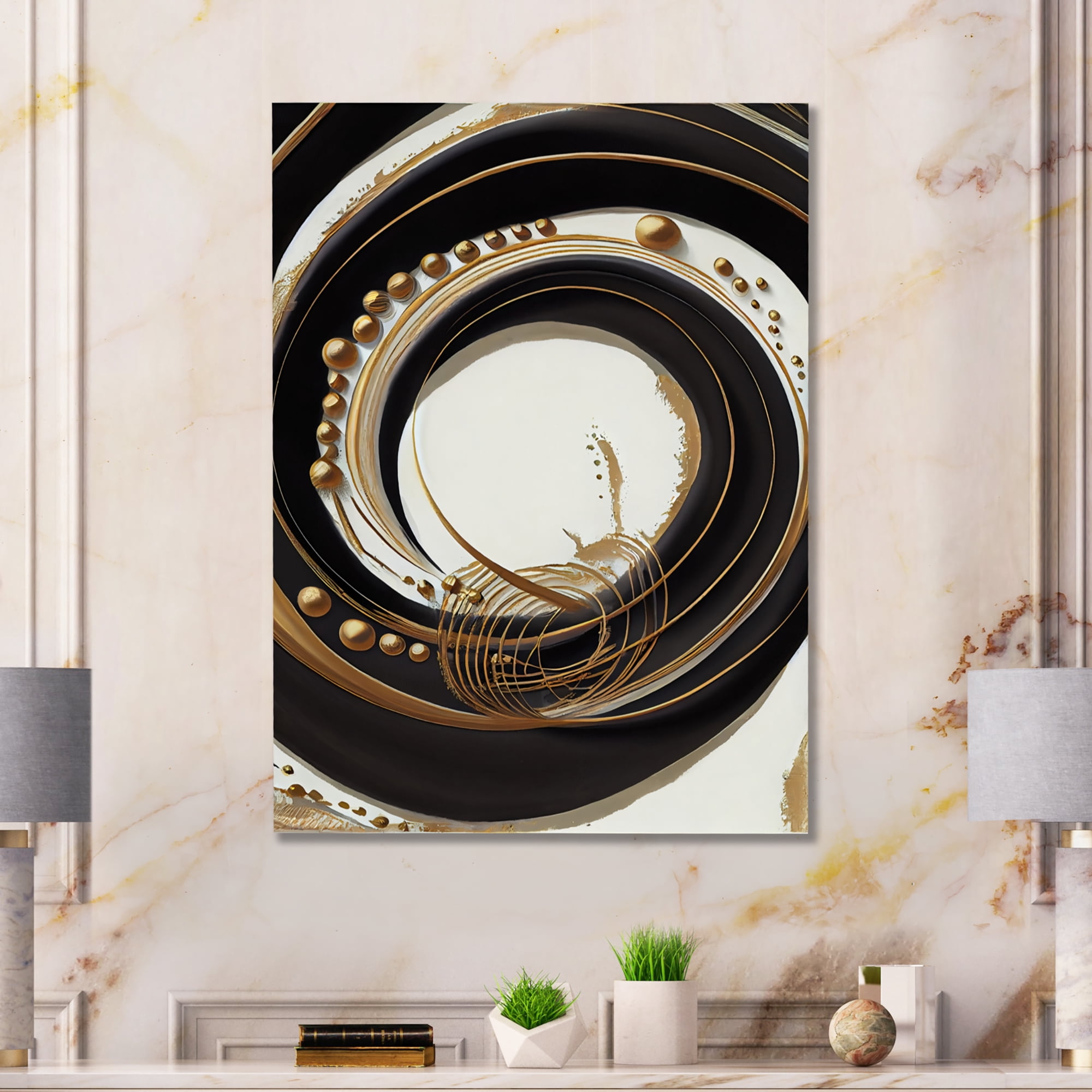 Designart Gold Glamour Circle III Canvas Wall Art