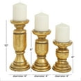 thumbnail image 3 of DecMode 3 Candle Gold Mango Wood Turned Style Pillar Candle Holder, Set of 3, 3 of 8