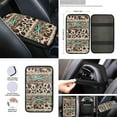 thumbnail image 4 of Renewold American Tribal Cow Print Retro Car Accessories Set 12 PCS, with Steering Wheel Cover Seat Belt Pad Armrest Cover Coasters Handbrake Gear Shift Cover Universal Fit for Most Vehicles, 4 of 7