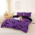 thumbnail image 3 of Homewish Halloween Bat Duvet Cover Queen,Crescent Pattern Queen Bedding,Lavender Purple Black,Black Reversible,3 Pieces,1 Duvet Cover and 2 Pillowcases, 3 of 6