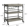 thumbnail image 2 of 3 Tier Bar Cart with Wheels, Rolling Cart with Wine Rack and Glasses Holder, Industrial Serving Cart with Removable Tray for Kitchen, Living Room, Dining Room - Grey, 2 of 8