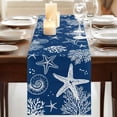 thumbnail image 3 of Table Runners 90 Inches Long Dress Scarves, Navy Blue Coastal Farmhouse Coffee/Dining/Kitchen Table Runner for Living Room, Nautical Beach Starfish Coral Summer 13x90 Inch, 3 of 9