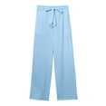 thumbnail image 6 of Womens Casual Pants Womens Cargo Pants Daily Elastic Strap Waist Workout Solid Long Pants Casual Wide Leg Pants Women Blue M, 6 of 7