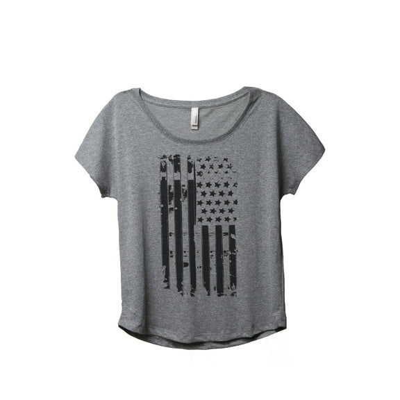 Thread Tank Hanging Freedom Flag Women's Relaxed Slouchy Dolman T-Shirt Tee Heather Grey Small