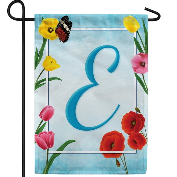 America Forever Spring Monogram Garden Flag Letter J 12.5 x 18 inches Double Sided Vertical Outdoor, Yard, Lawn, Beautiful Summer Spring Flowers, Tulip, Ladybug, Bees Garden Flag