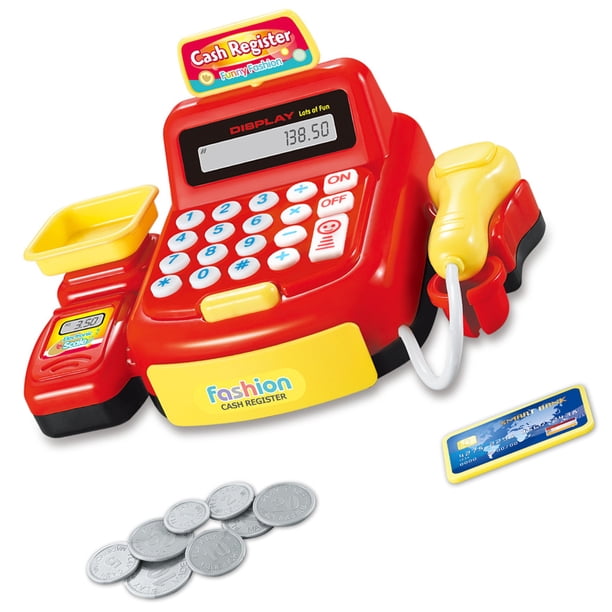 Vogacara Juguete de simulación para niños, caja registradora simulada, escáner de simulación de juguete con sonido y luz para niños y niñas, Juguetes Educativos Rojo Vogacara FN003250-01