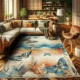 thumbnail image 2 of Ambesonne Butterfly Decorative Rug Carpet, Wingy Animals Leafy Art, 4' X 5' 5", Petrol Blue Sea Blue, 2 of 5