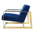 thumbnail image 3 of Accent Chair, Velvet, Metal Steel, Gold Blue Navy, Modern Contemporary Urban Design, Living Lounge Room Hotel Lobby Hospitality, 3 of 8