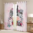 thumbnail image 2 of Castle Fairy Paris Eiffel Tower Black Out Curtains for Girls,Valentine's Day Floral Rose Curtains Pack of 2 (42x63 Each),Romantic Gradient Marble Bedroom Curtains,Lightweight Room Decor, 2 of 6