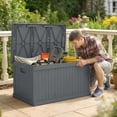 thumbnail image 2 of Outsunny Coffre de Terrasse de 70 Gallons, Coffre de Rangement Extérieur avec Poignées, Gris Foncé, 2 of 10