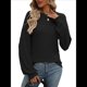 thumbnail image 2 of Camiseta Holgada Informal de Cuello Redondo y Larga Acanalada para Mujer, Ideal para y Otoño Negro L, 2 of 8