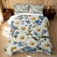 thumbnail image 2 of Erosebridal Botanical Daisy Twin Quilt Set, Cartoon Blossom Twin Coverlet Set, Stars Reversible, White Blue, 2-Piece (1 Bedspread and 1 Pillowcase), 2 of 7