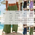 thumbnail image 2 of Gytharion Women Solid Color Cotton Linen Wide-leg Pants Elastic Waist Adjustable Cuff Trousers Casual Fashion Pants with Pockets, 2 of 7