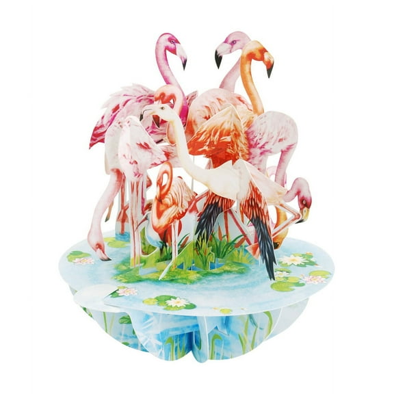 Santoro 8 Pink Flamingos Santoro Pirouettes 3D Pop Up Greeting Card
