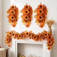 thumbnail image 4 of 3PCS Fall Harvest Sunflower Teardrop Swag Autumn Maple Leaves Pumpkin Door Hanging Thanksgiving Floral Wreath Wall Swag Decor, 4 of 5