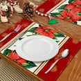 thumbnail image 6 of Luckky Watercolor Poinsettia Red Christmas Placemats Set of 4, 12x18 Inch Seasonal Winter Christmas Table Mats for Party Kitchen Dining Decoration (D), 6 of 7