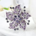 thumbnail image 6 of Eosunjian Lady Brooch Flower Shape Rhinestone Decor Anti-slip Shouder Bag Suit Coat Collar Hat Scarf Decoration Clothes Pin Party Prom Bride Wedding Garment Jewelry Purple, 6 of 13