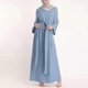 thumbnail image 3 of Vestido largo musulmán abaya de Oriente Medio con cordones y nudo en la cintura, holgado, de manga larga, estilo caftán islámico, 3 of 5